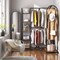 Industrial L Shaped Corner Closet Organizer with Shelves and Garment Rods for Bedroom Storage
